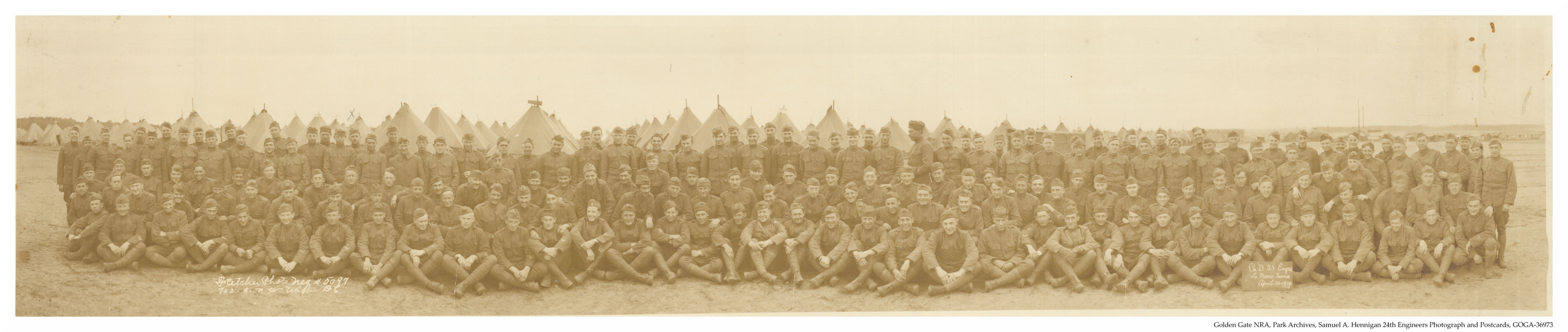 Company "B" of the 24th engineers taken in Le Mans France in 1919 