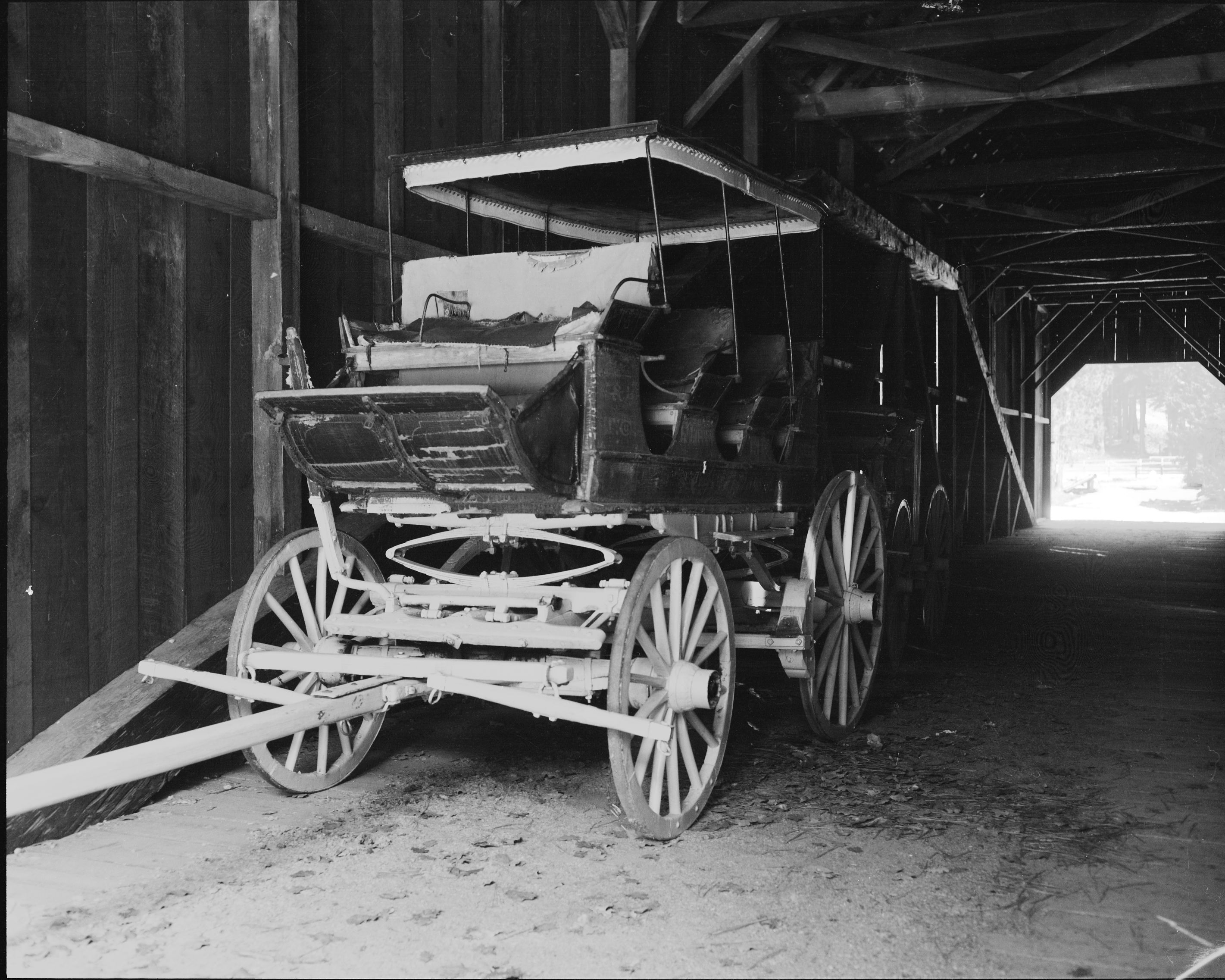 Wagon in Wawona Covered Bridge