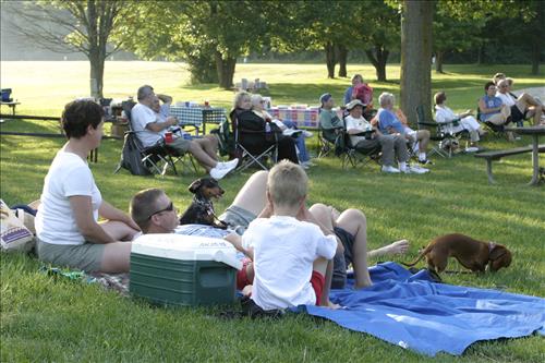 Music in the Meadow concert attendees and their dogs at Cuyahoga Valley National Park
