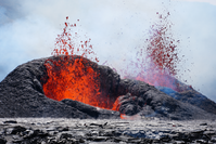Large spatter ramparts form around active vents. 