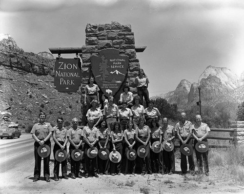 Personnel, 1981: naturalist division, Student Conservation Association (SCA), Zion Natural History Association (ZNHA). [No photo or positive. Fingerprints and smudges on the negative.]