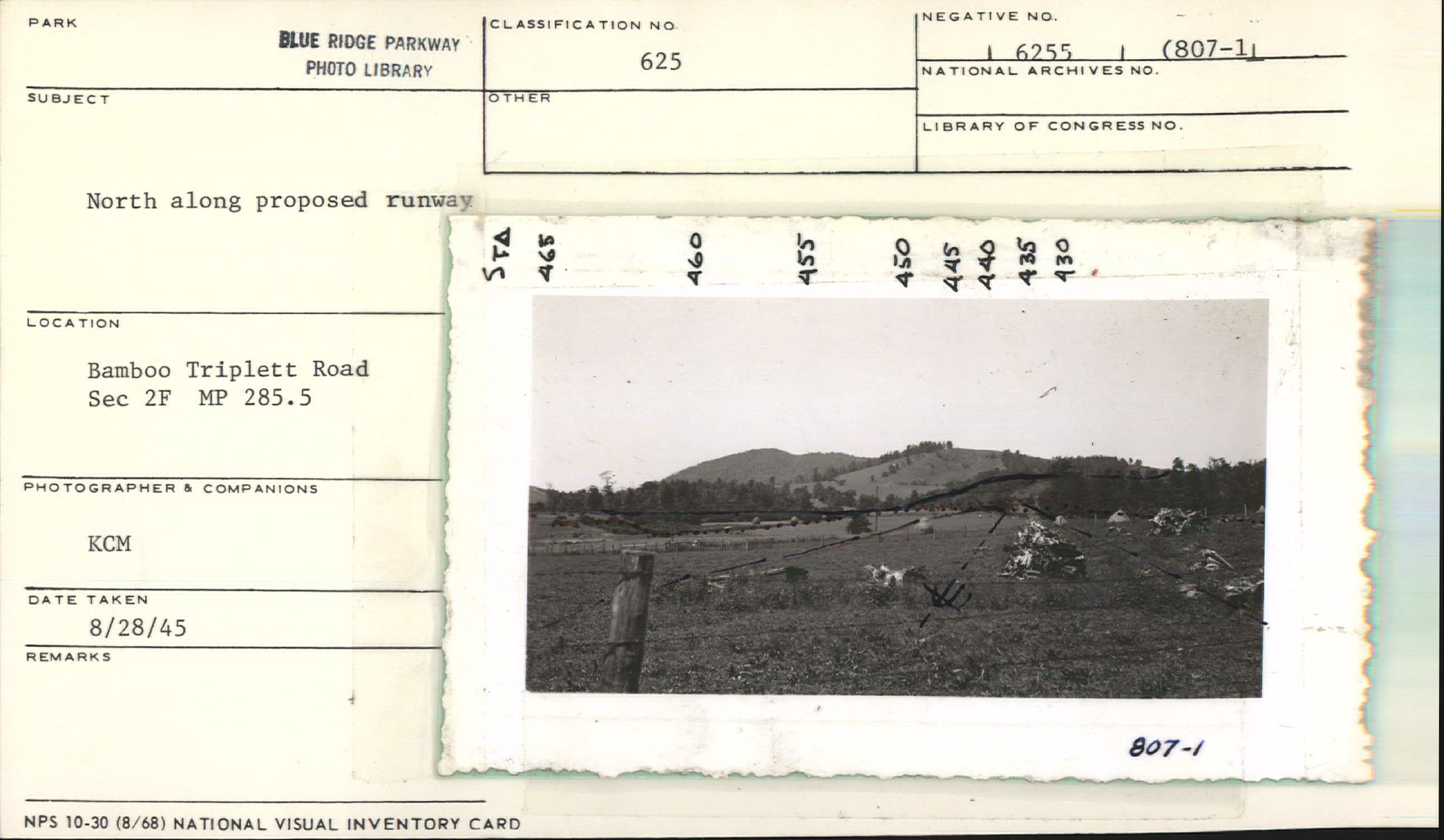 North along proposed runway