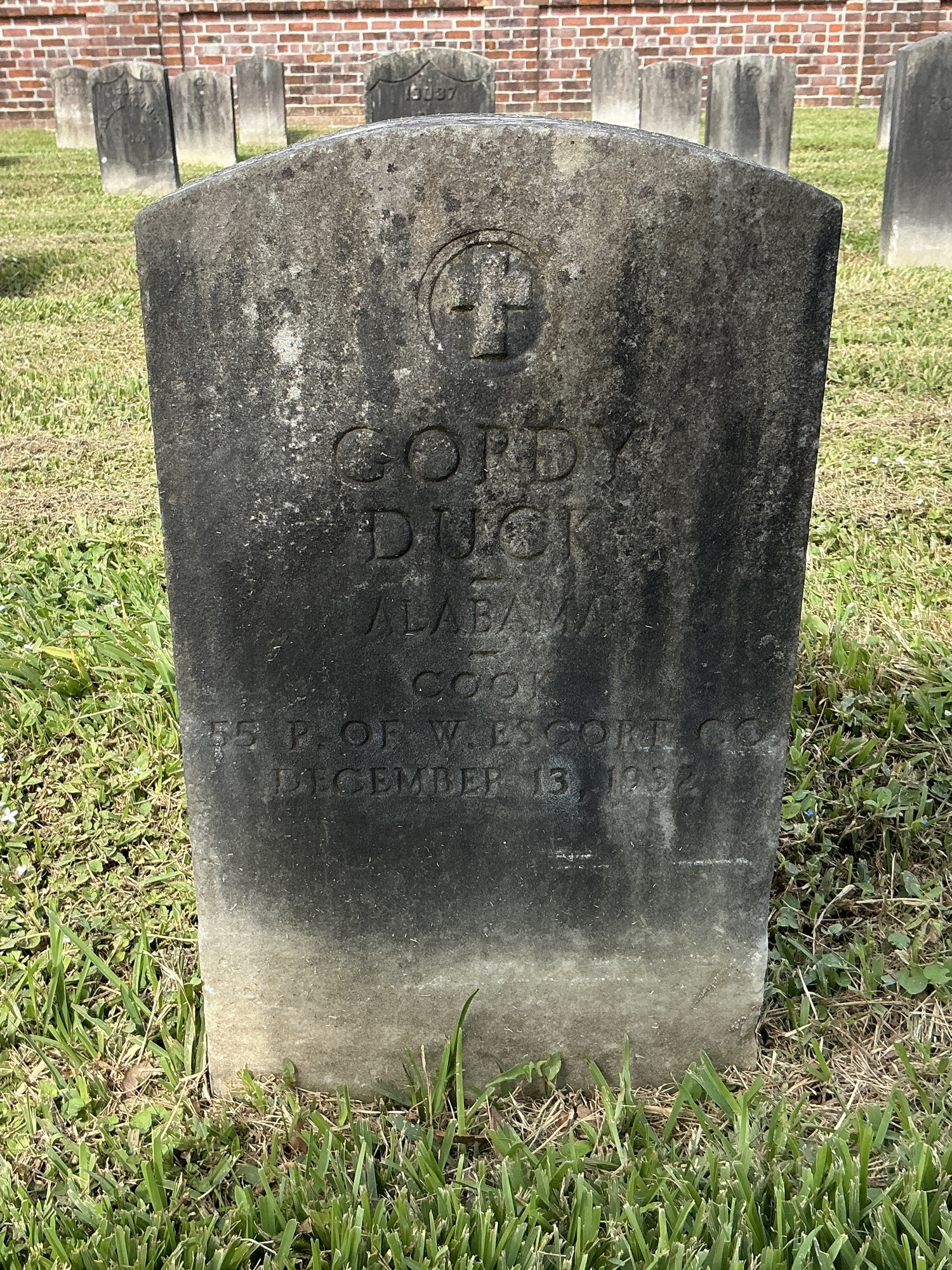 Front of upright marble headstone with flat face.