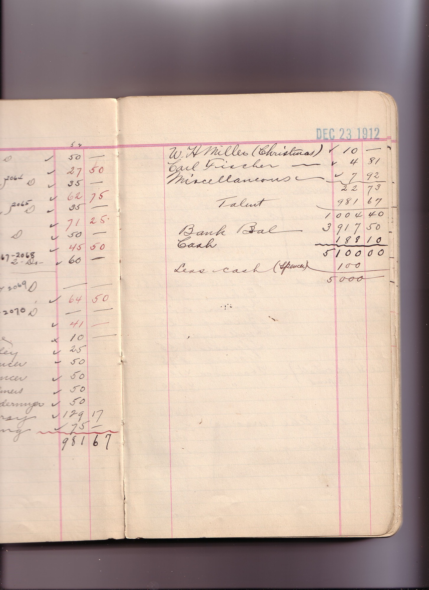 Thomas Edison's New York City Recording Studio Cash Book 10 (of 21), Image 25 (of 172).