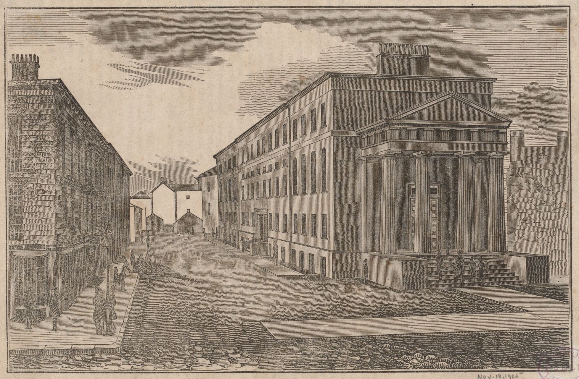 Print of the Boston Court House from the street. 