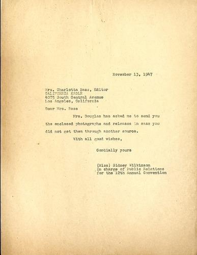 National Council of Negro Woman correspondence, 1947