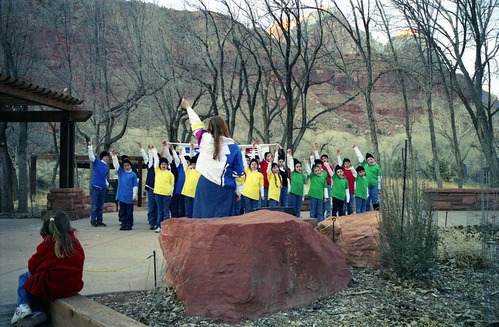Color Photos of the ceremony surrounding the Olympic Torch passing through Zion.