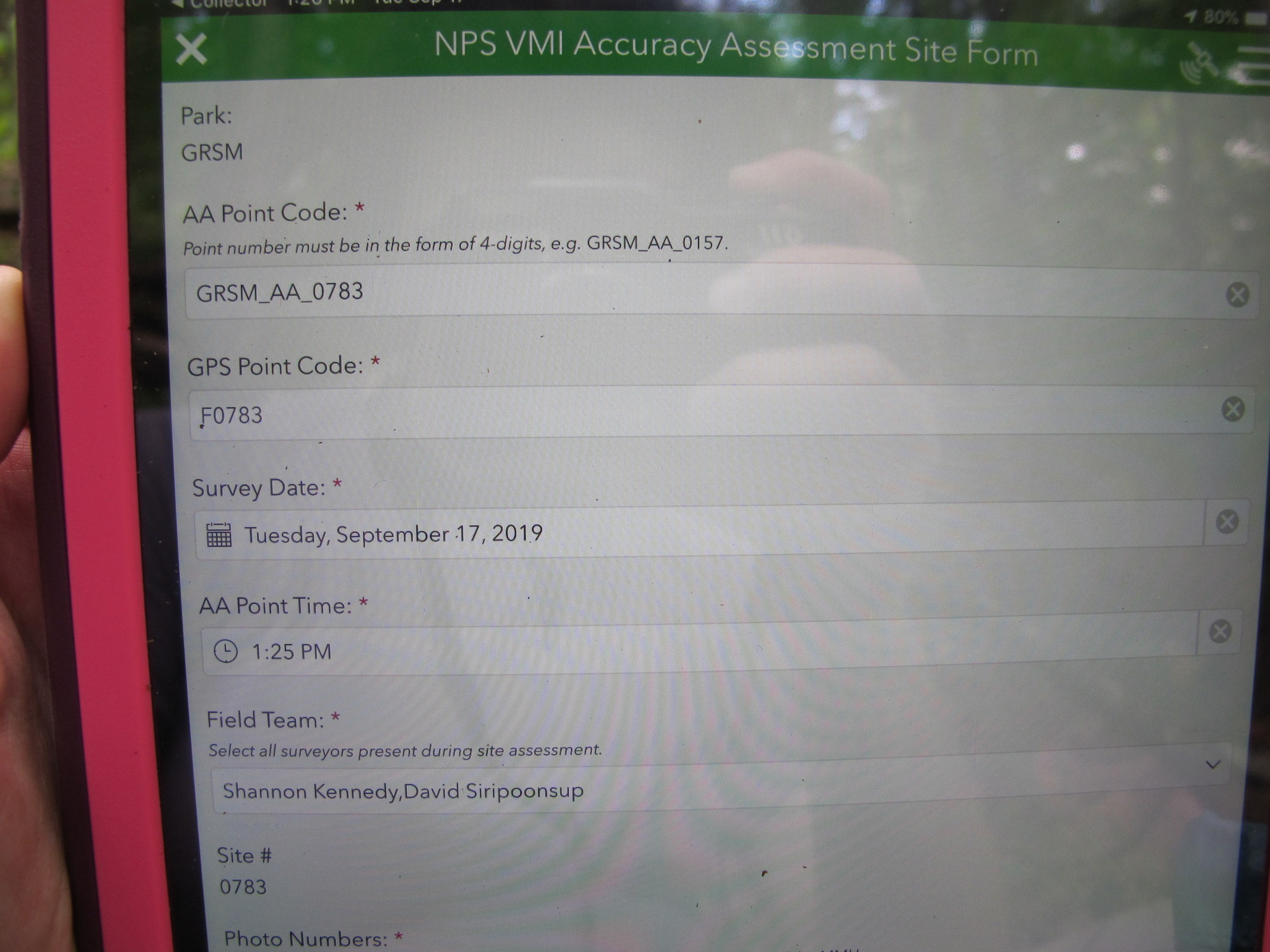 GRSM Accuracy Assessment. Plot Code: GRSM_AA_0783_1