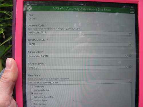 GRSM Accuracy Assessment. Plot Code: GRSM_AA_0718_1