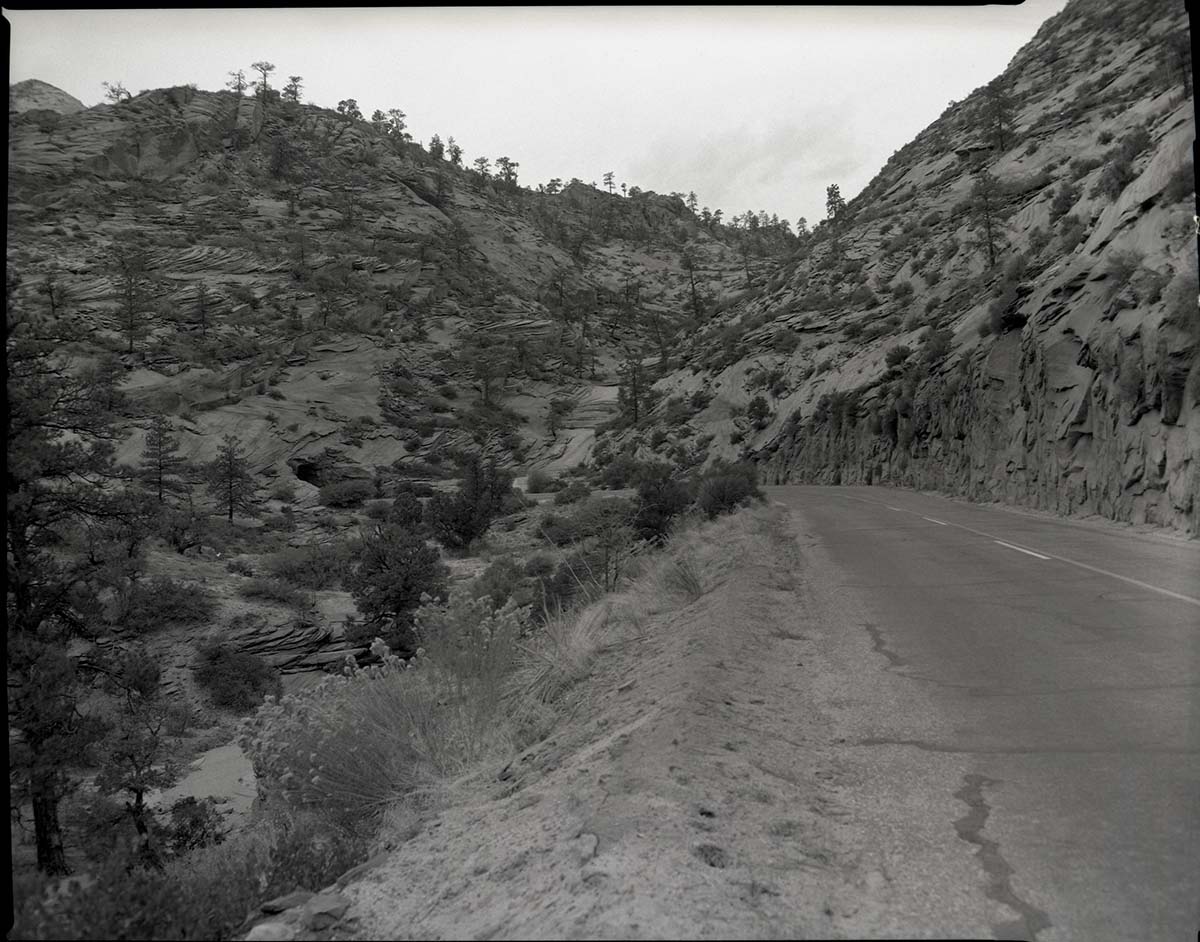 Location of proposed parking area for wayside exhibit: 'Geology of Zion illustrated in jointing'.