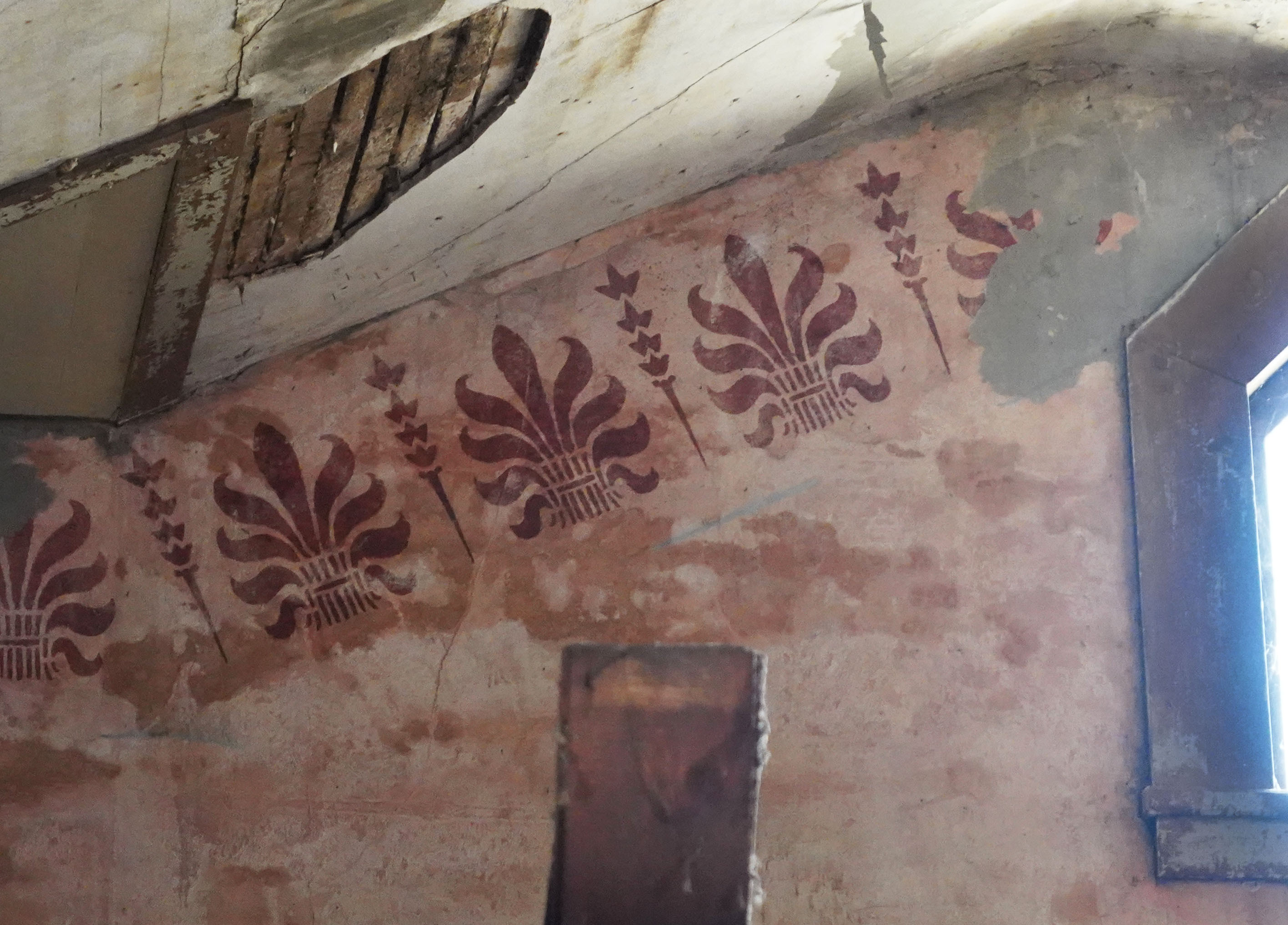 Detail of stenciling in loft. 
