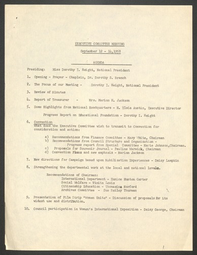 NCNW meeting minutes, 1958