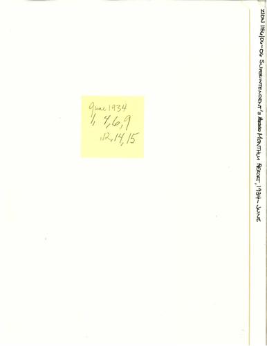 ZION 5087 Superintendents Monthly Report 1934 06