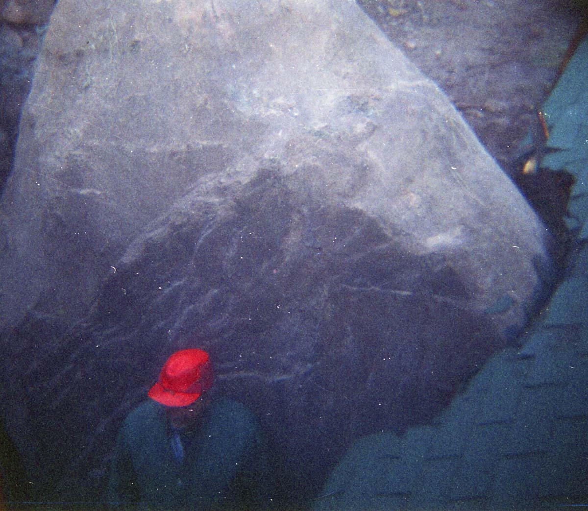 Color photo of rock slide in maintenance yard.