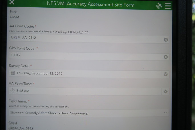 GRSM Accuracy Assessment. Plot Code: GRSM_AA_0812_1