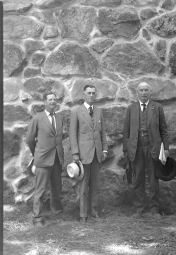 L-R: Don Tresidder, Mr. Lee (Sect'y to Ickes), Col. C. G. Thomson (Supt.), Harold Ickes (Sect'y of Interior).