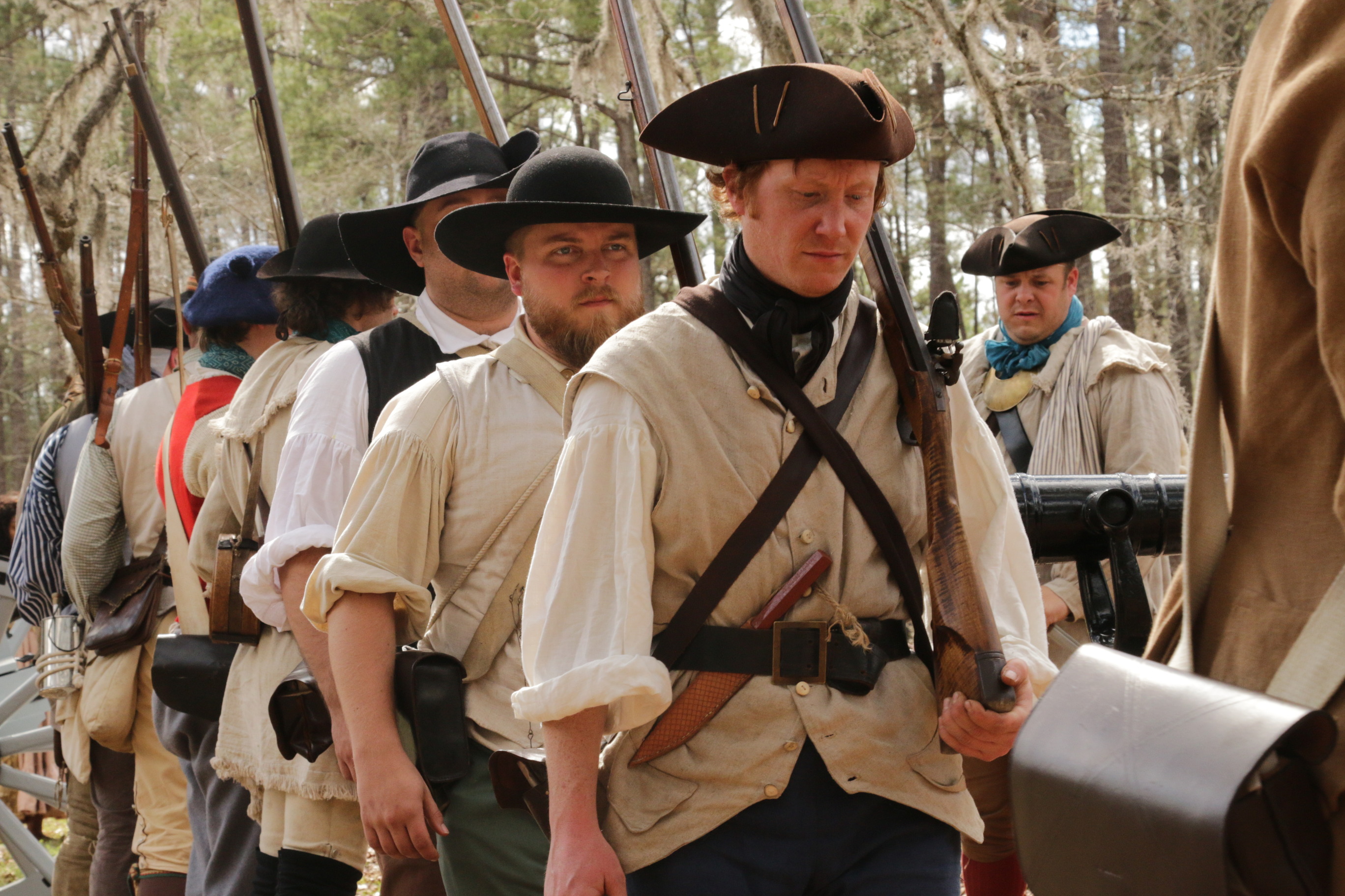 Patriot Militia Marching At Anniversary Event. 