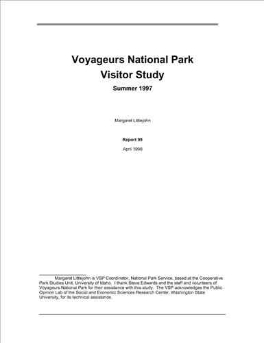 Voyageurs National Park Visitor Study: April 1998