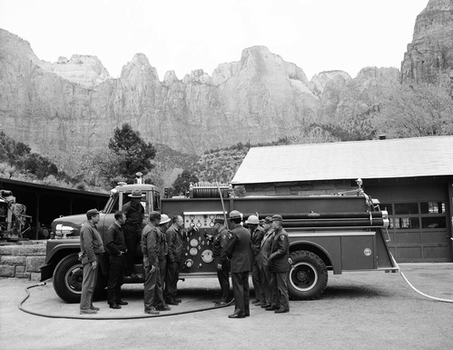 Fire truck - new 1970, maintenance area.