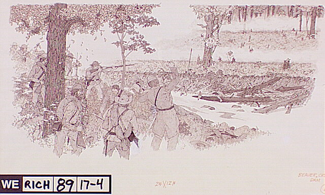 Artist's interpretation of a scene during the Battle of Beaver Dam Creek at Ellerson's Mill, June 26, 1862.