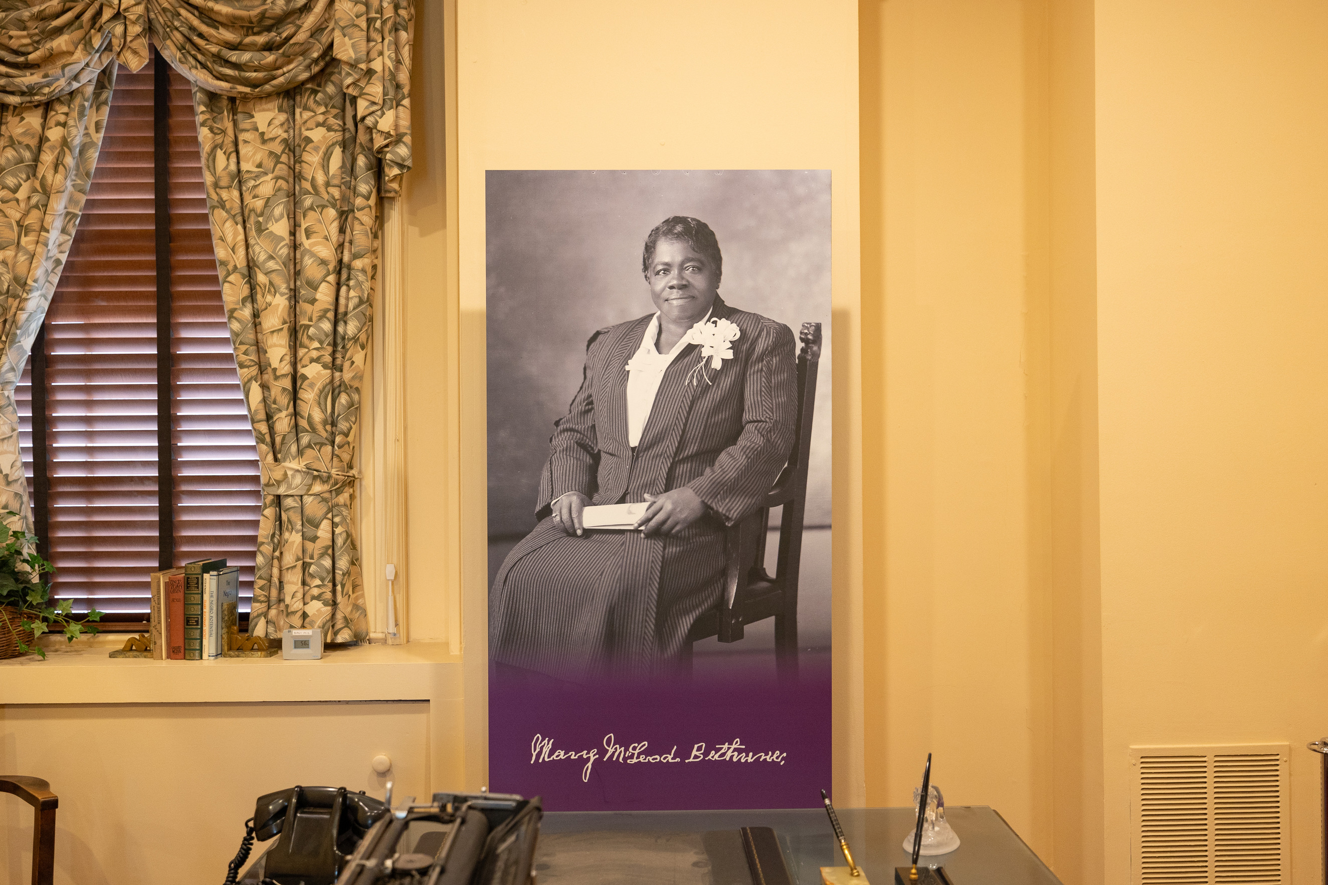 A black and white photograph of Mary McLeod Bethune