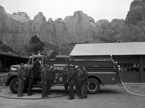 Fire truck - new 1970, maintenance area.