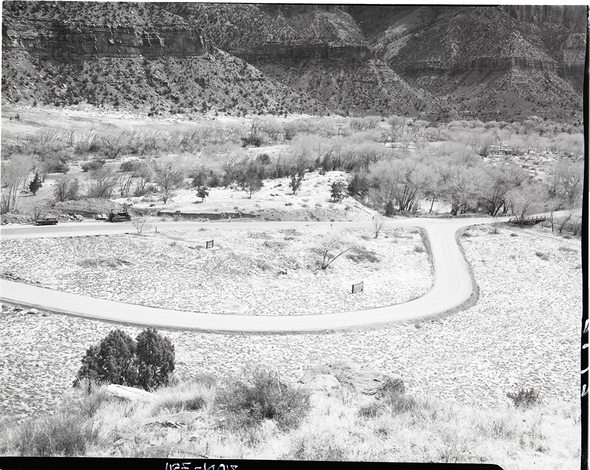 Bypass road around construction area for Mission 66 Visitor Center and Museum.