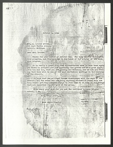 Correspondence, October - December 1944