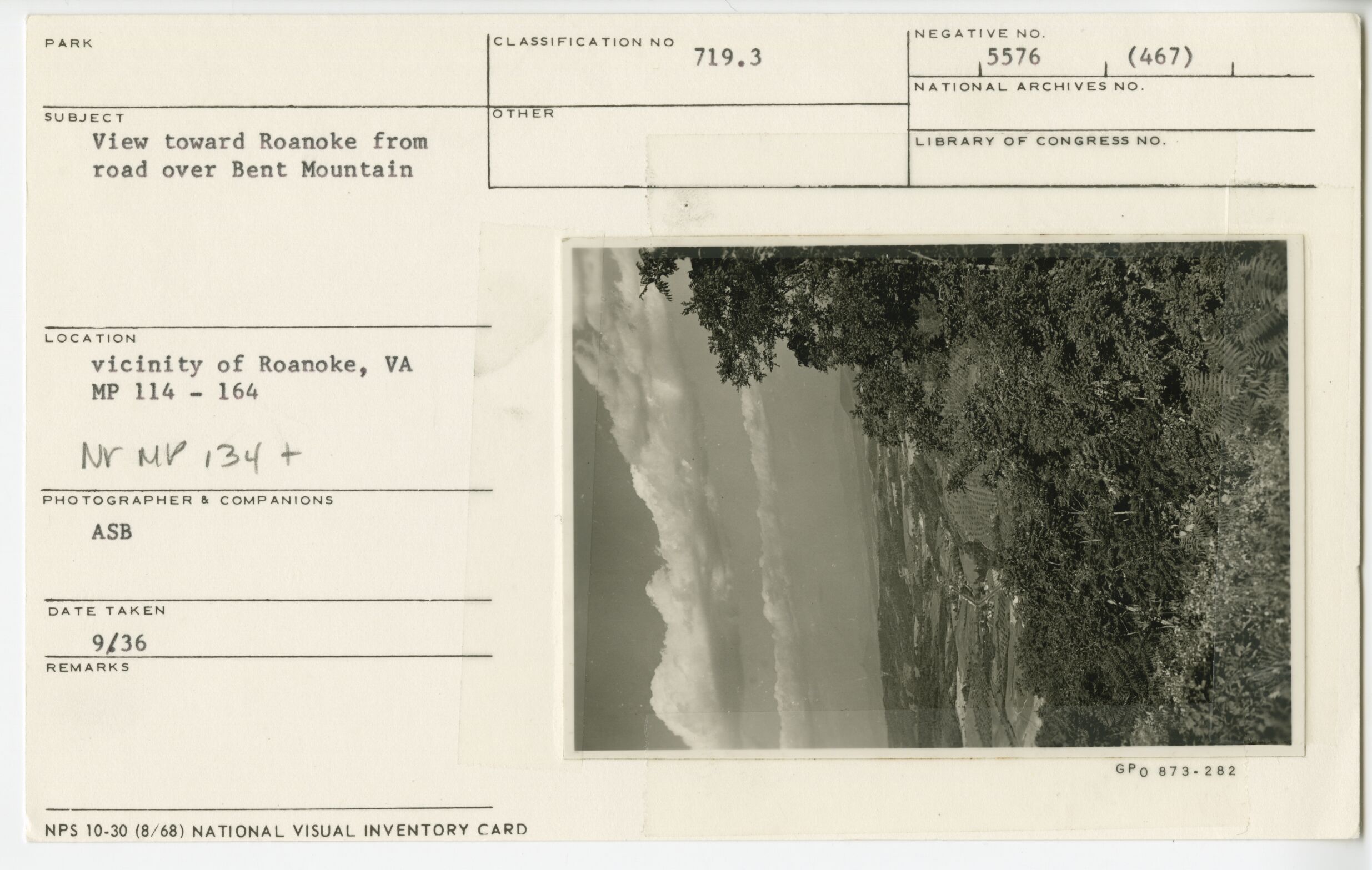 View toward Roanoke from road leading over Bent Mountain