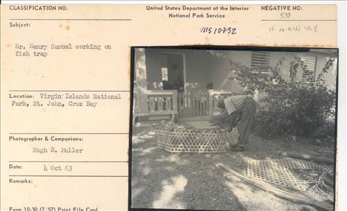 Mr. Henry Samuel Working on Fishtrap, Historic Photograph 1963