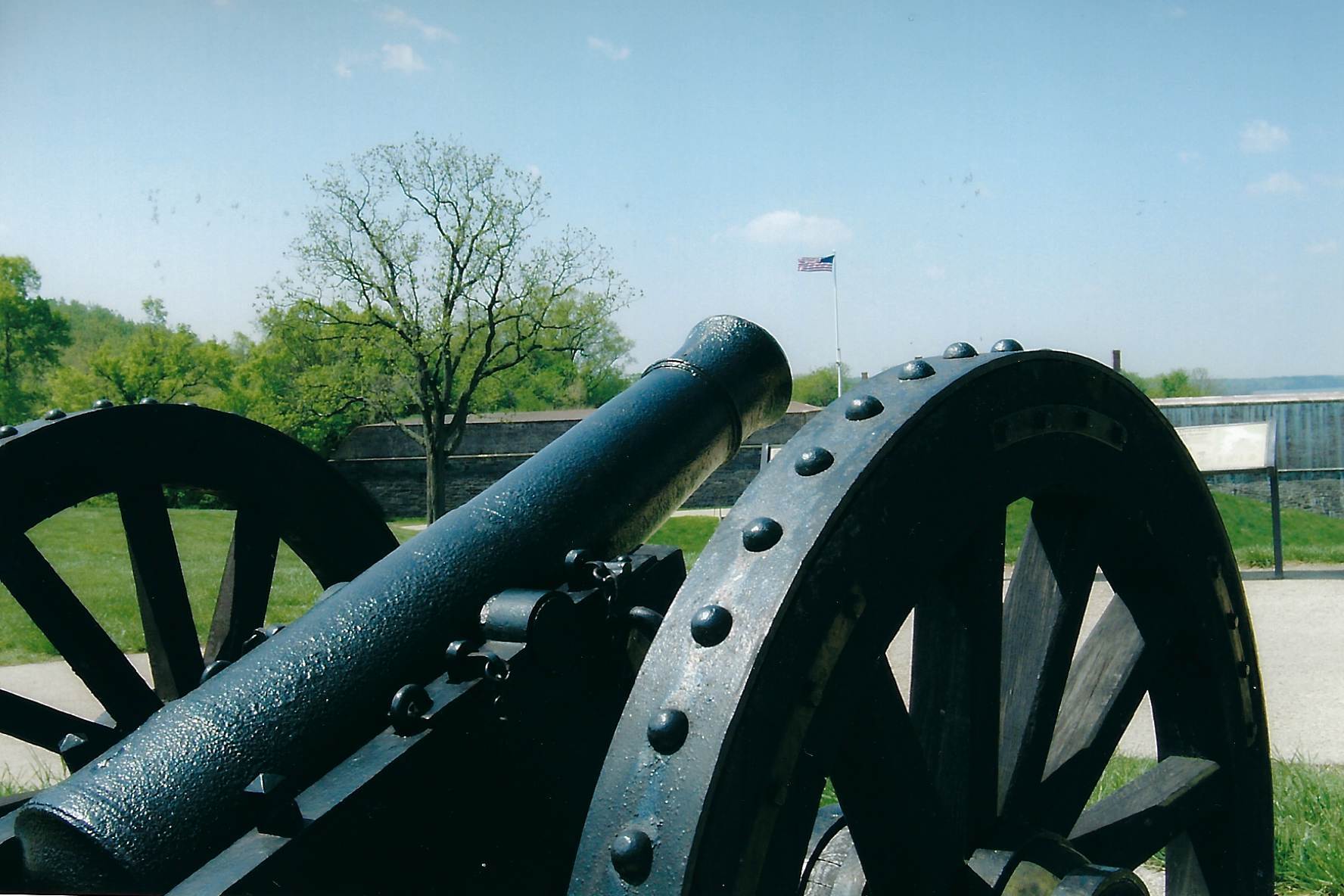 Photo of cannon and carriage.  