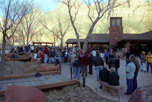 Color Photos of the ceremony surrounding the Olympic Torch passing through Zion.