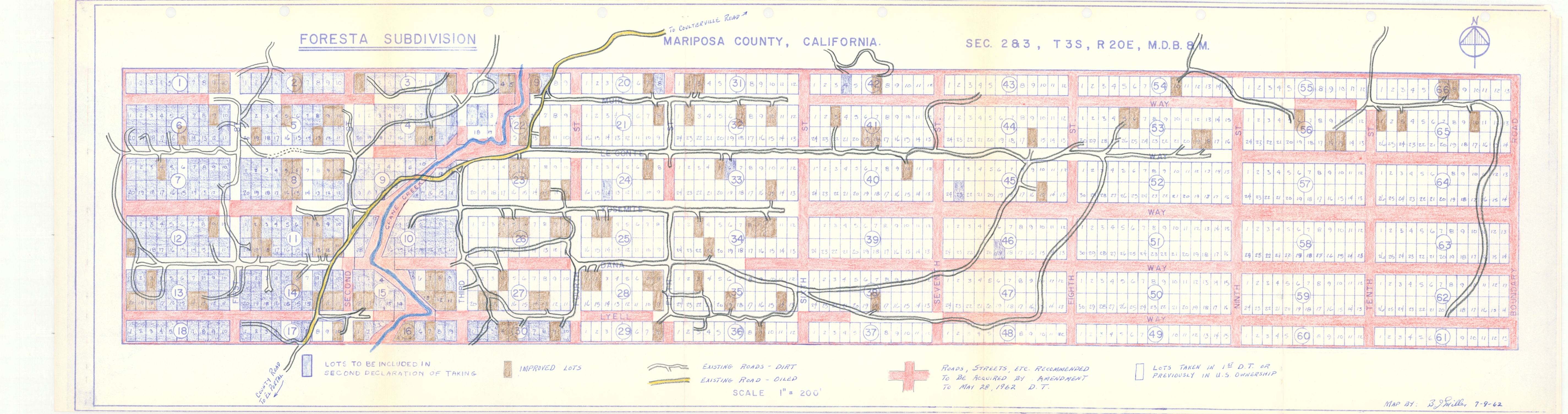 Foresta Subdivision Mariposa County, California Sec. 2 & 3, T3S, R20E, M.D.B. & M.