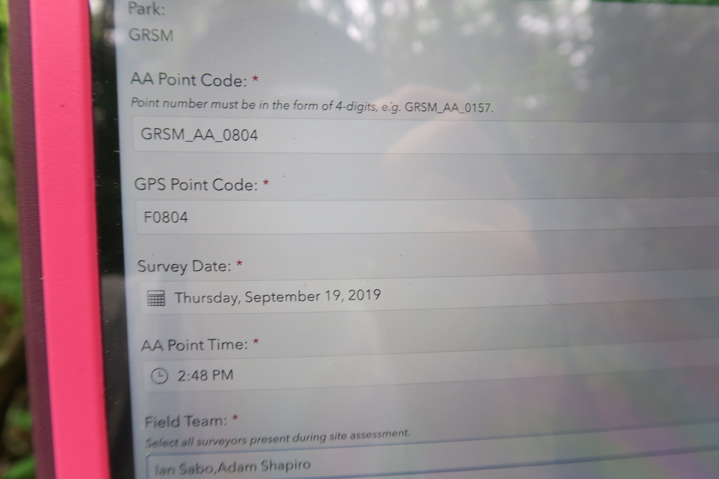 GRSM Accuracy Assessment. Plot Code: GRSM_AA_0804_1