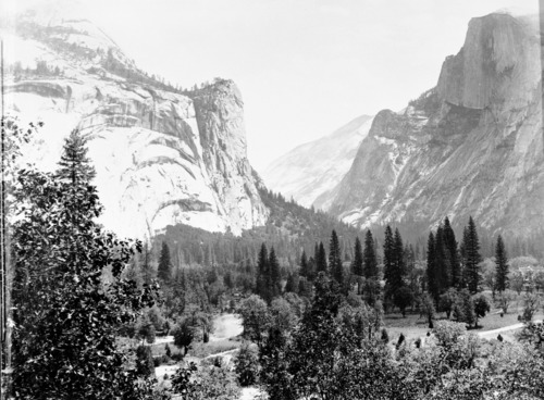 Yosemite Valley-upper w/ Stoneman House @ the extreme right. Copy of Fiske original.