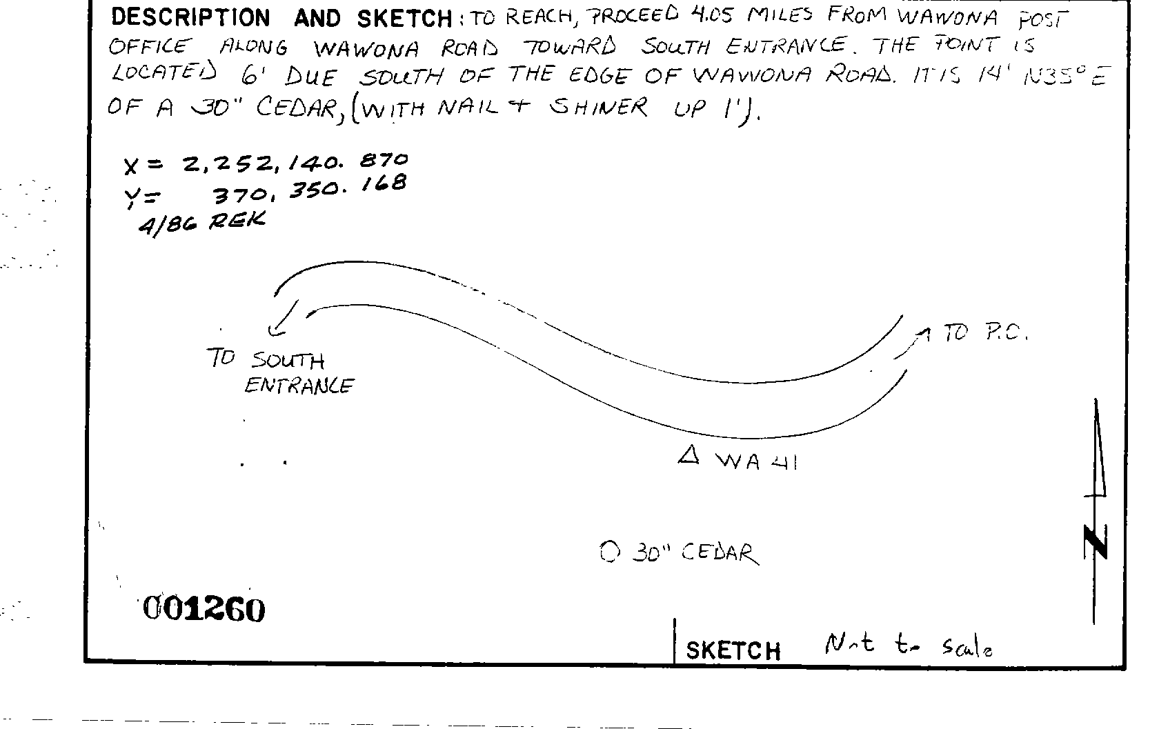 00001260 Survey Monumentation Sketch