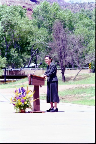 Color Photos of the opening celebration for the new visitor center - Same day as the official shuttle launch.