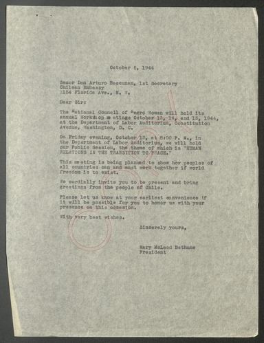 Correspondence, October - December 1944