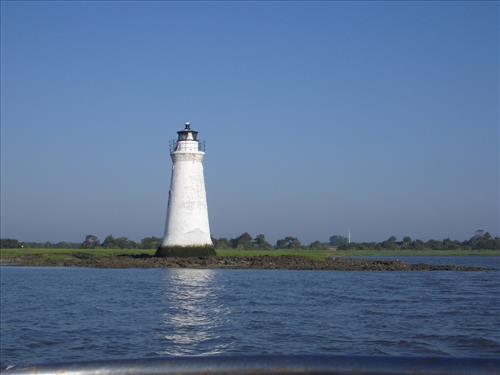 Cockspur Island Lighthouse during low-tide at Fort Pulaski National Monument in June 2007