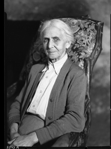 In chair she brought from Mass. for Yosemite Museum.