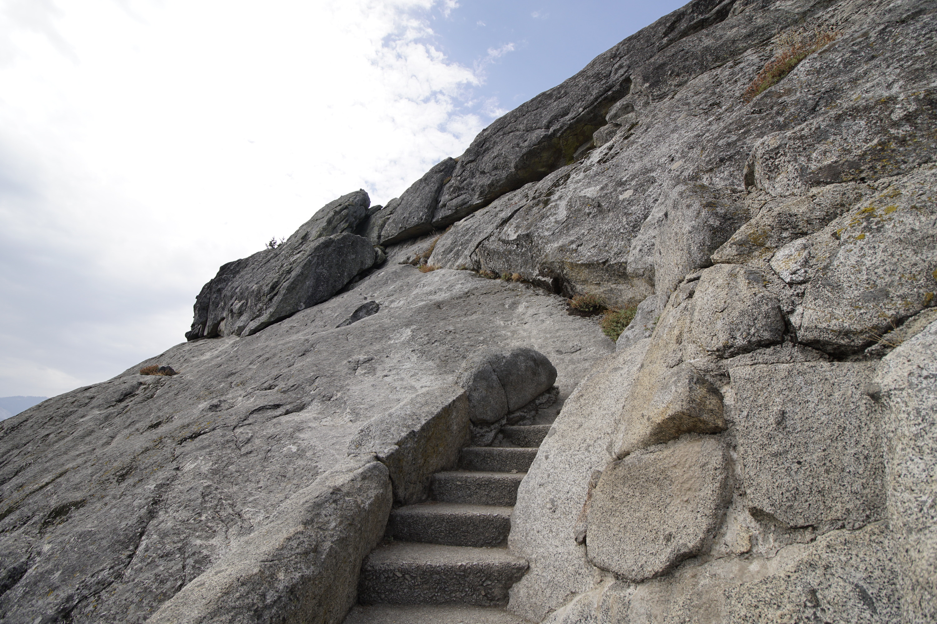 grey stairs have been cut into Moro Rock .