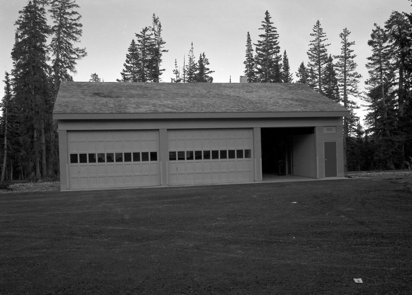 The utility and maintenance building after completion of construction.