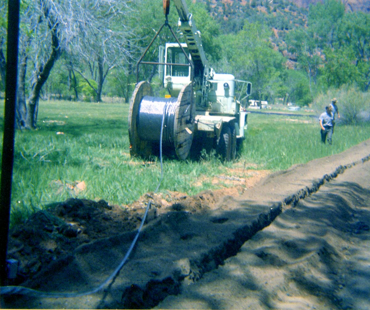 Construction vehicle during the Zion Lodge utilities project.