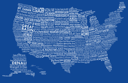 National Park Typography Map