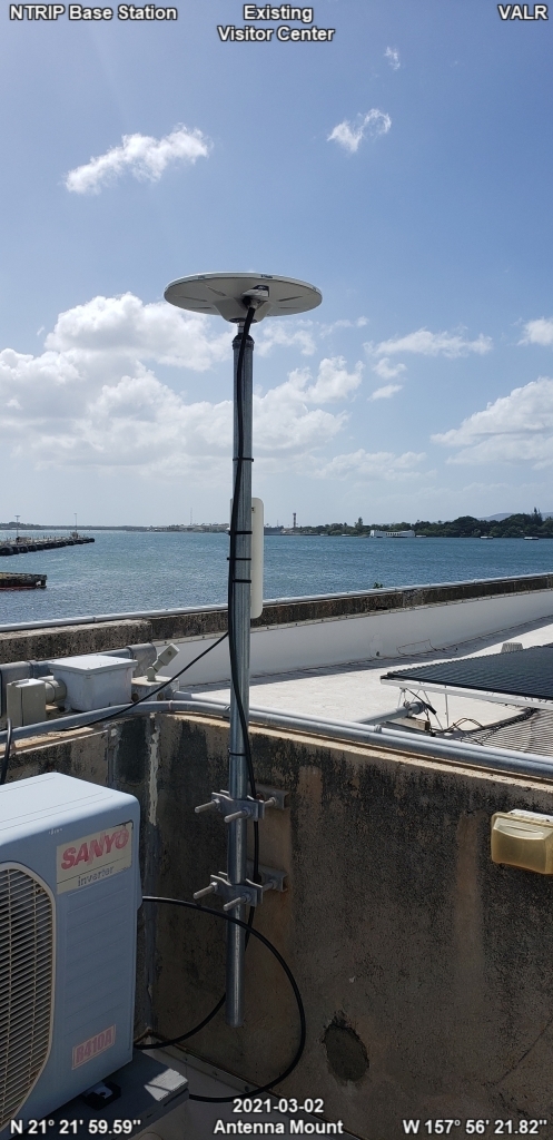Previous NTRIP base station antenna mount at VALR Visitor Center. antenna was remounted in June 2023.