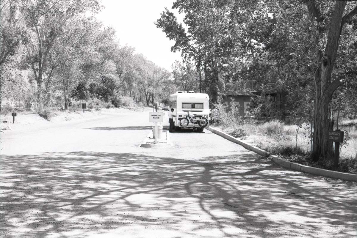Guest trailer at the 'Drinking Water' station in the South Campground.
