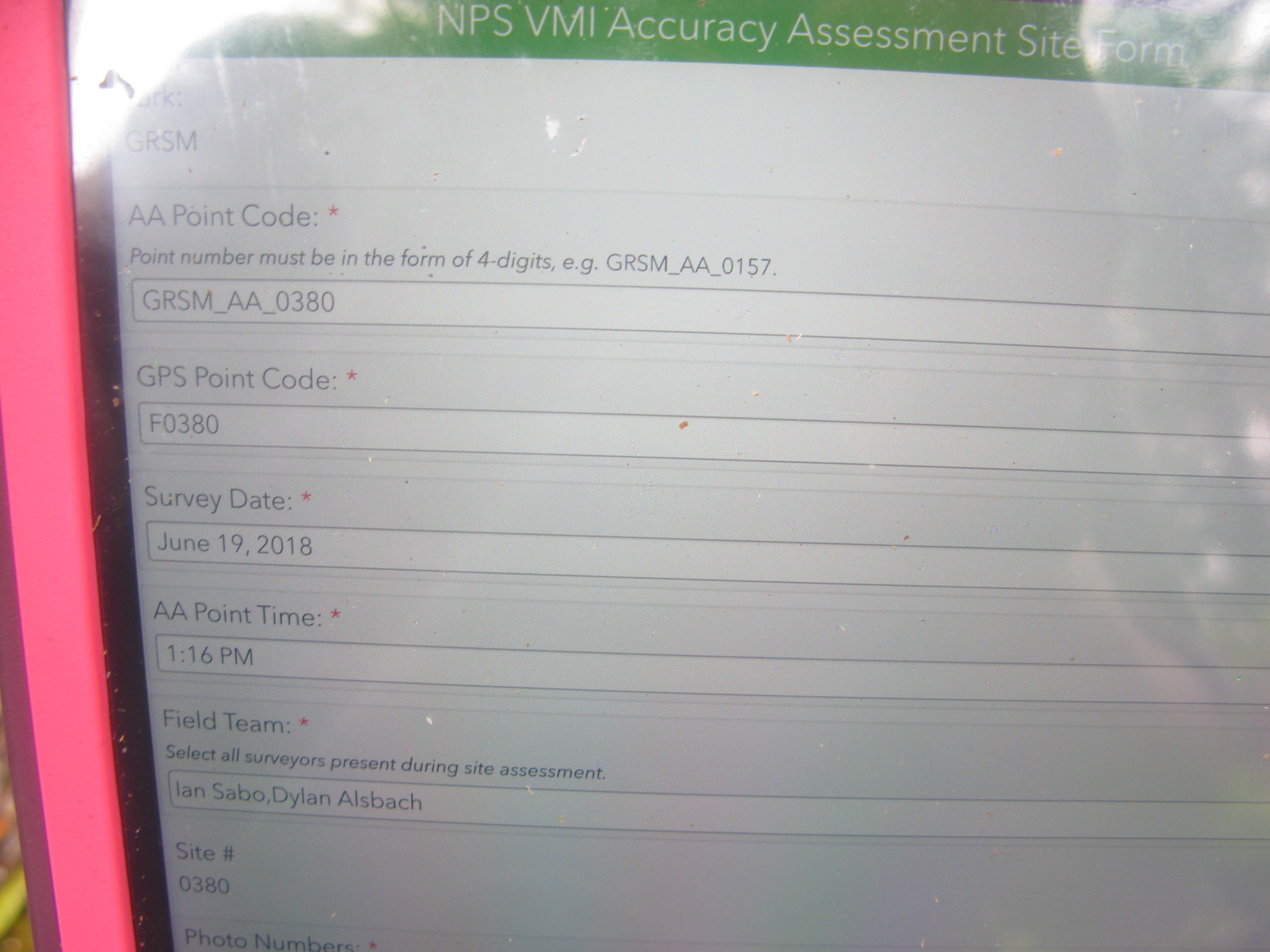GRSM Accuracy Assessment. Plot Code: GRSM_AA_0380_1