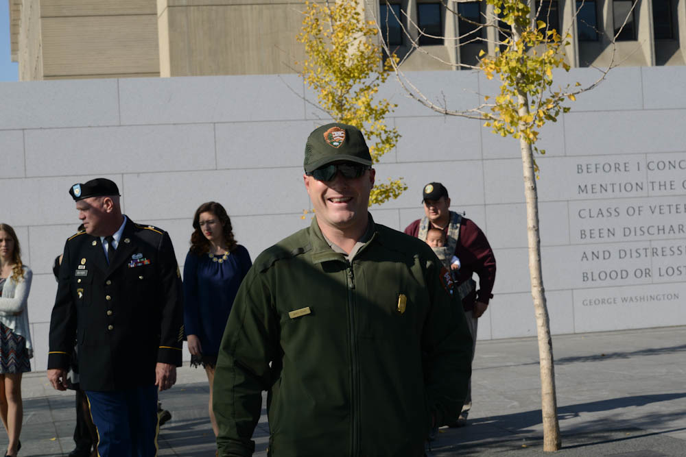 A park ranger at the American Veterans Disabled for Life Memorial