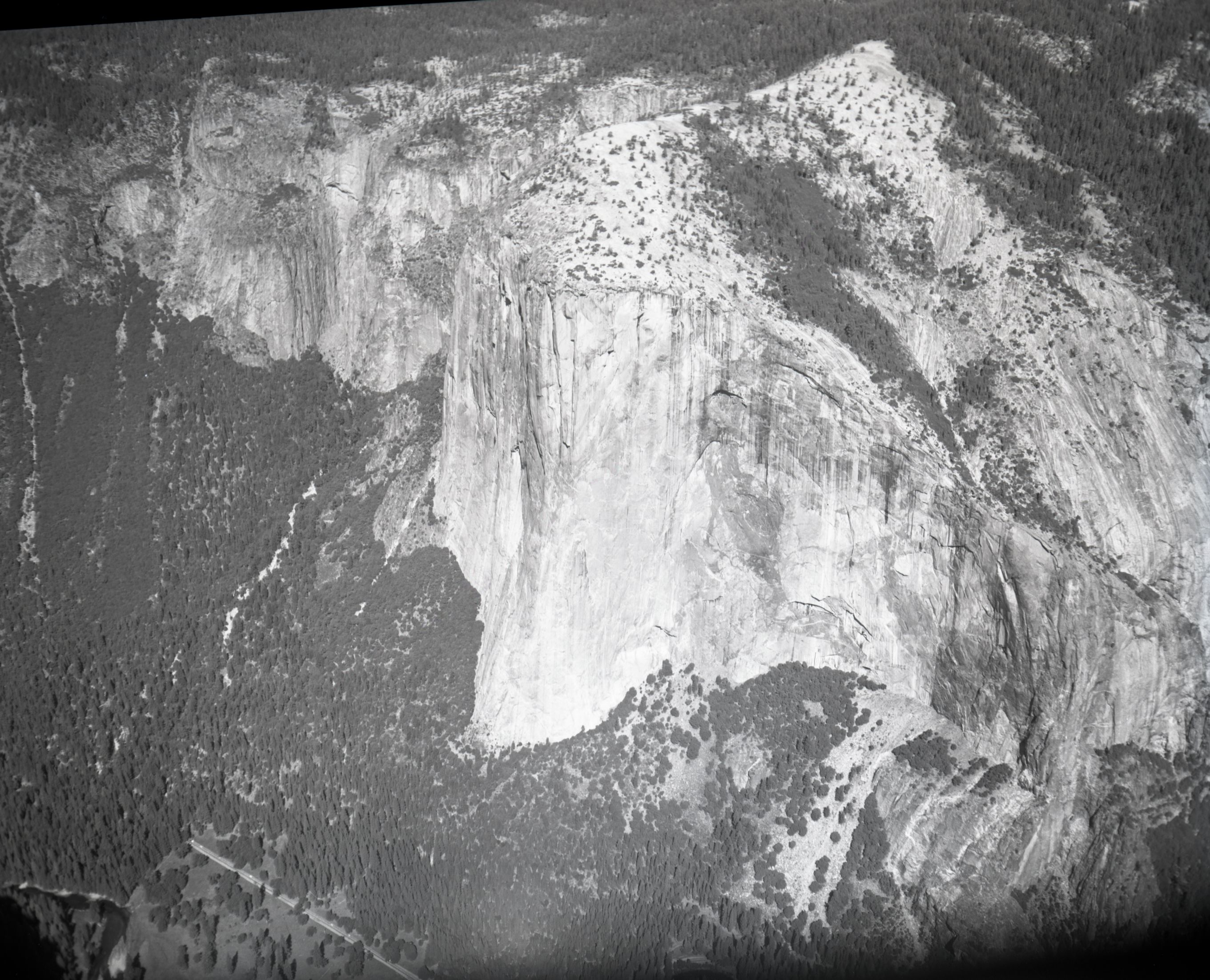 Aerial photograph of El Capitan from flight over park.