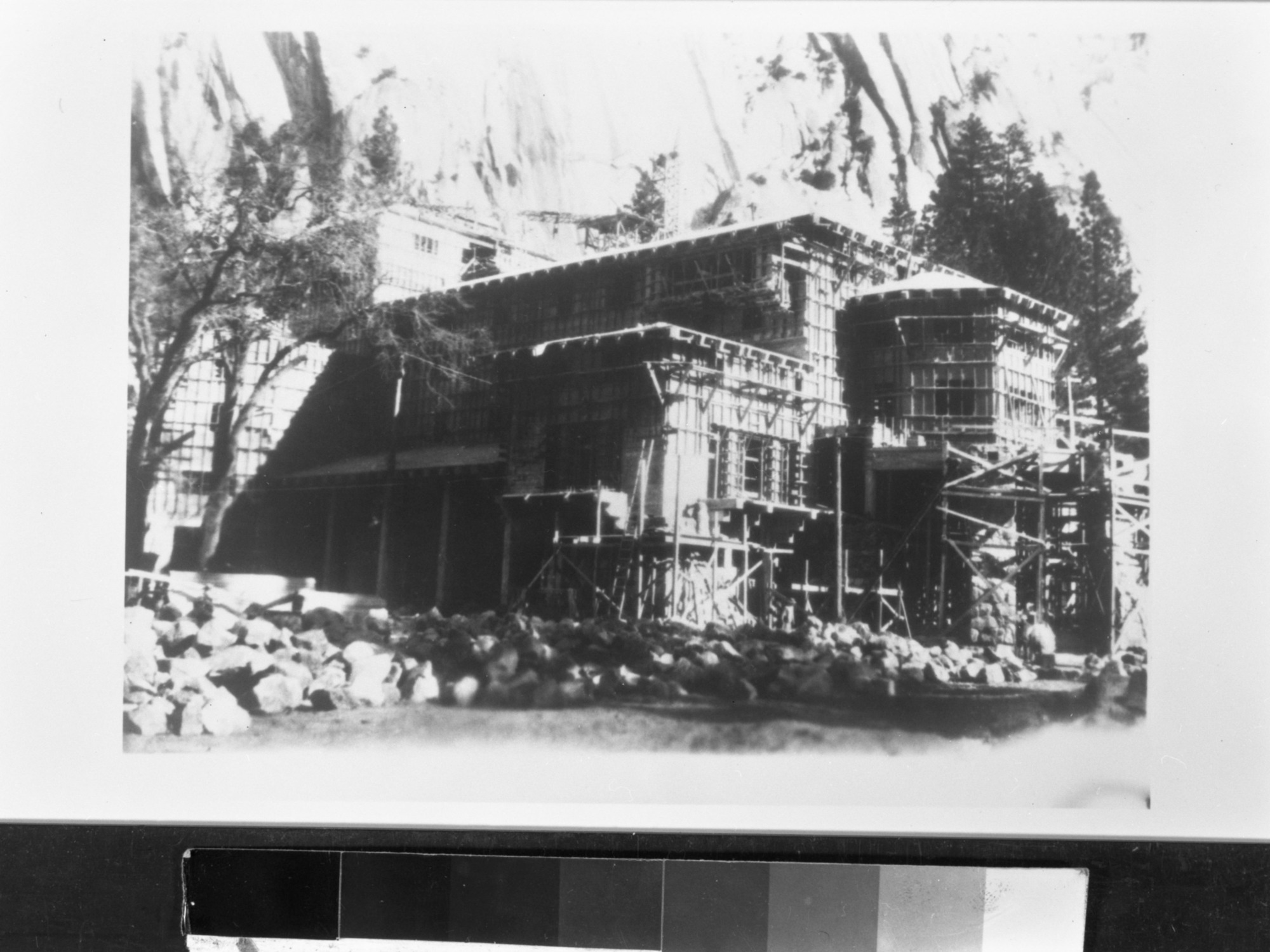 Construction of the Ahwahnee Hotel. Copied February 8, 1985 by Michael Dixon from Y.P. & C. Co. Archives.